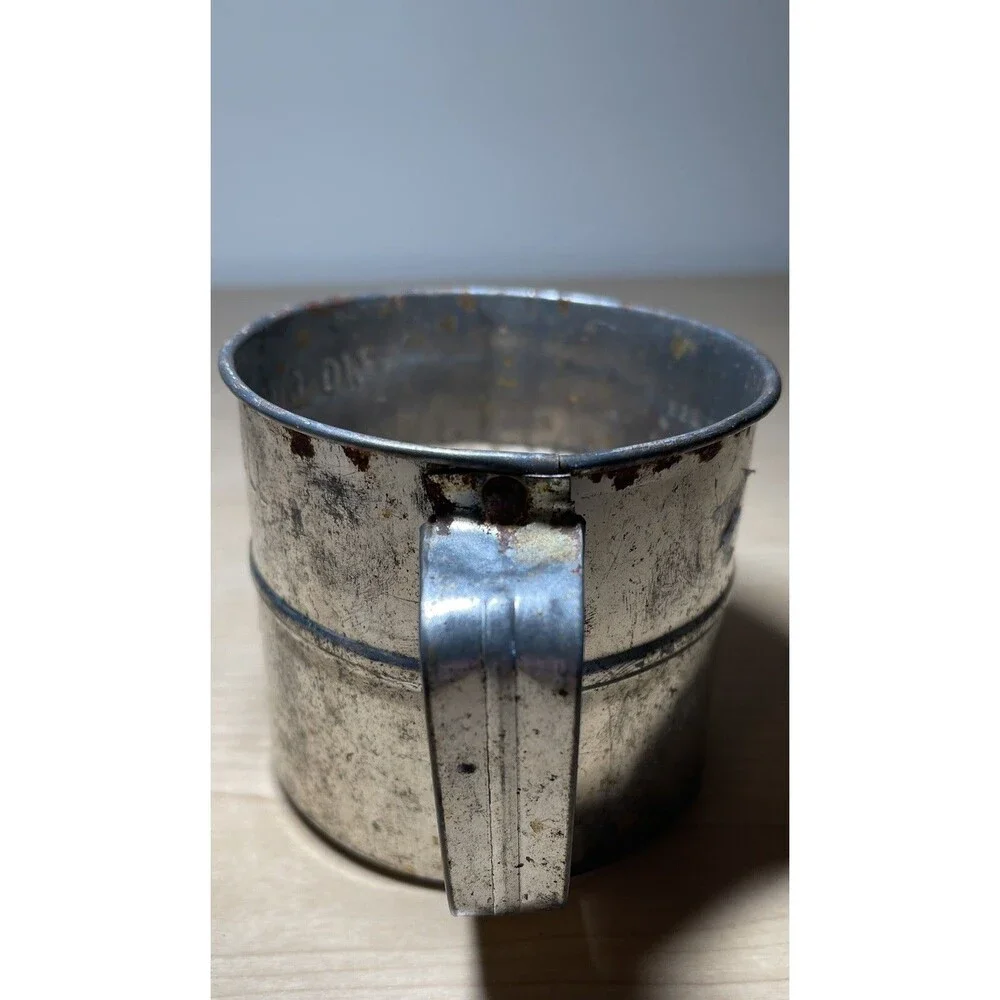 Vintage TWO 2-Cup Hand Crank Flour Sifters - Made in the USA